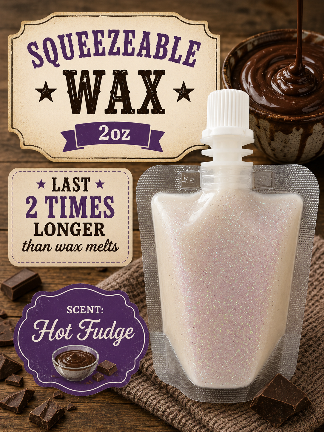 Hot fudge squeezable Wax
