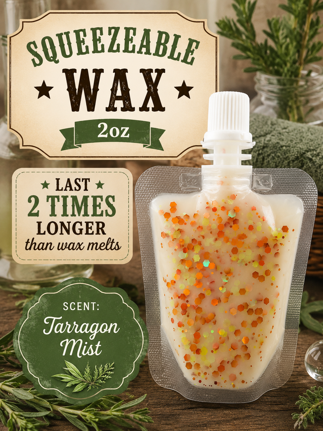 Tarragon mist squeezable wax
