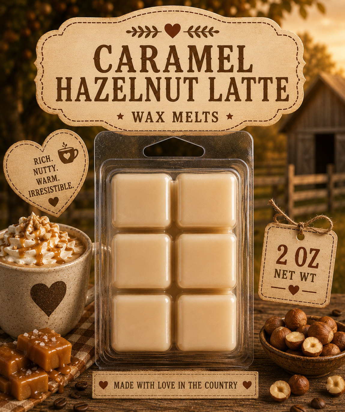 Caramel hazelnut latte wax melts