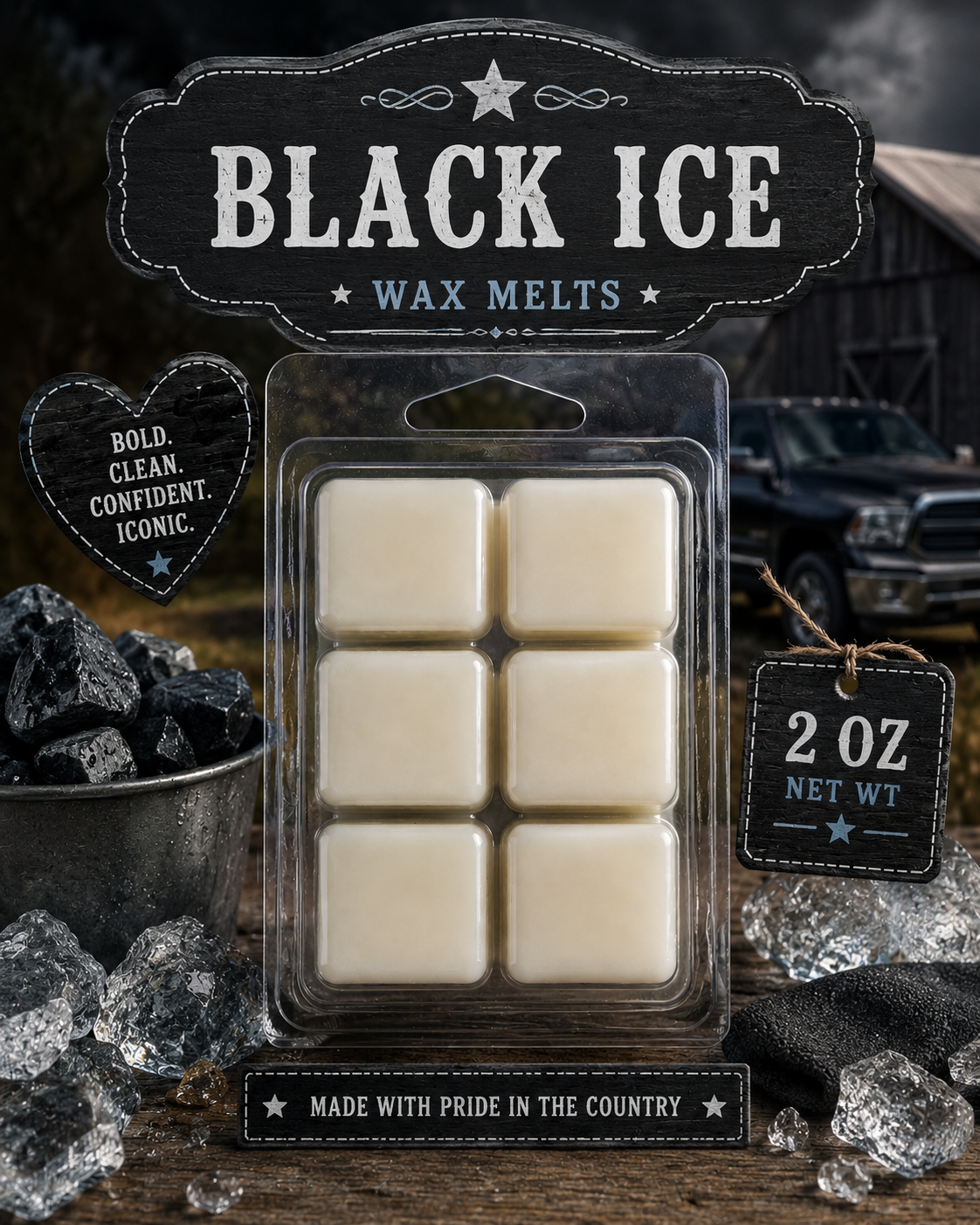 Black ice wax melts