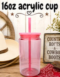 Pink 16oz acrylic cup