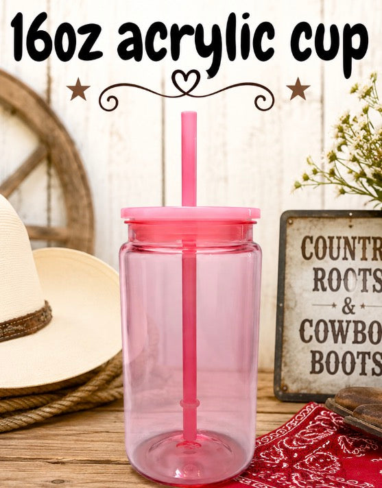 Pink 16oz acrylic cup