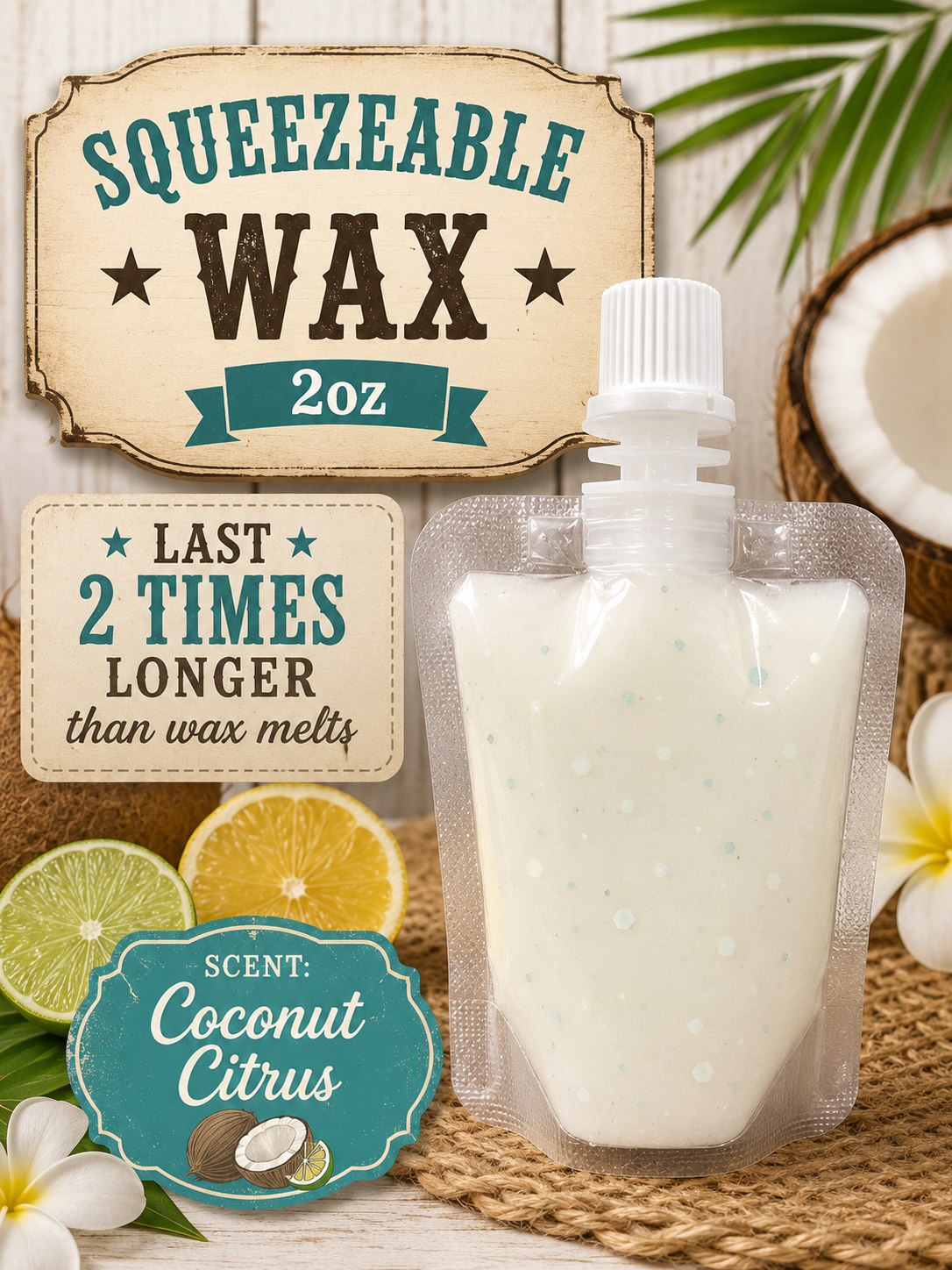 Coconut citrus 2oz squeezable wax