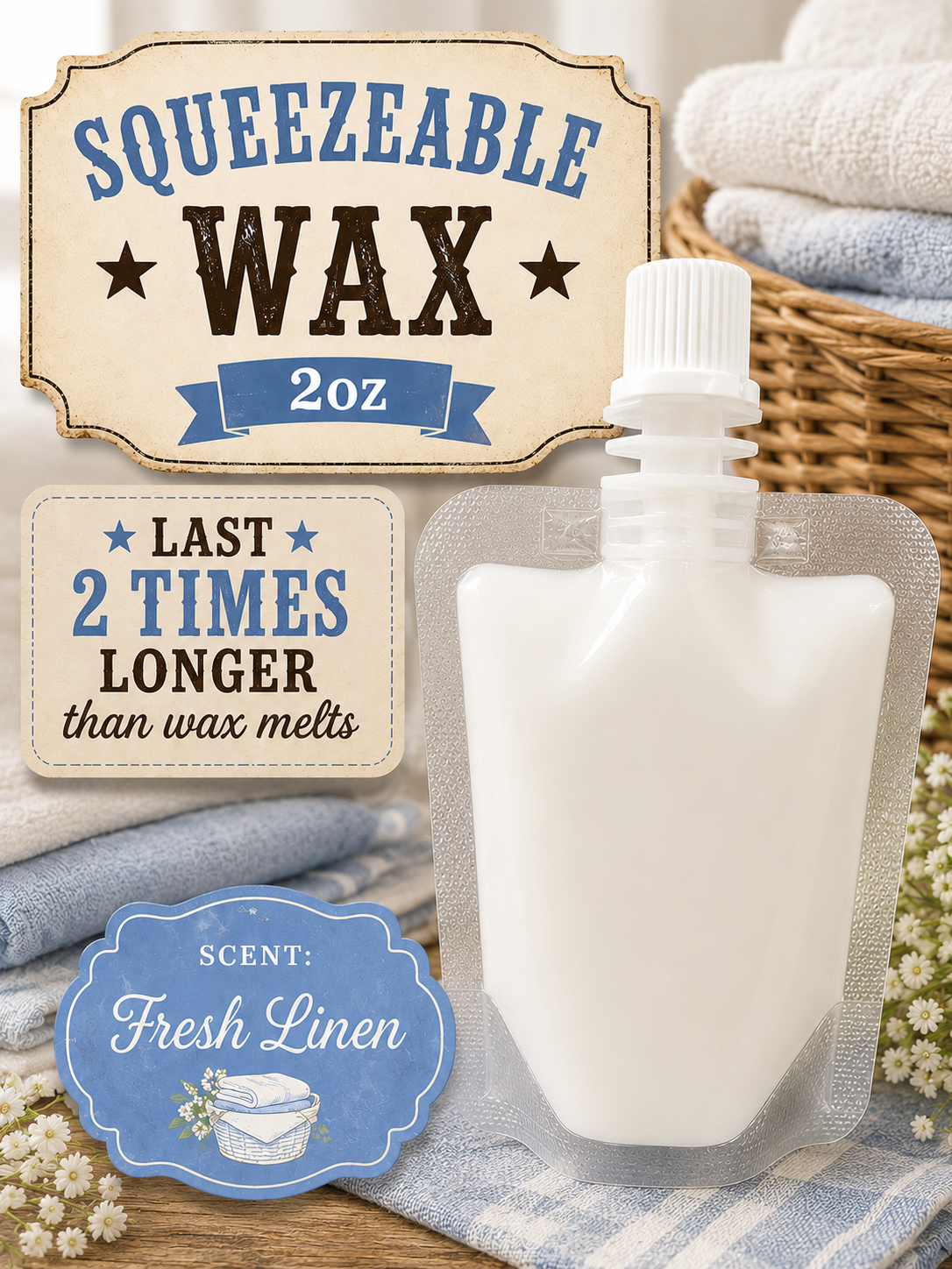 Fresh linen 2oz squeezeable wax
