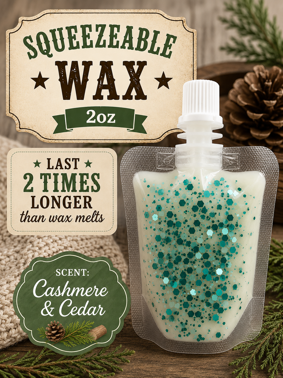 Cashmere & cider 2oz squeezeable wax