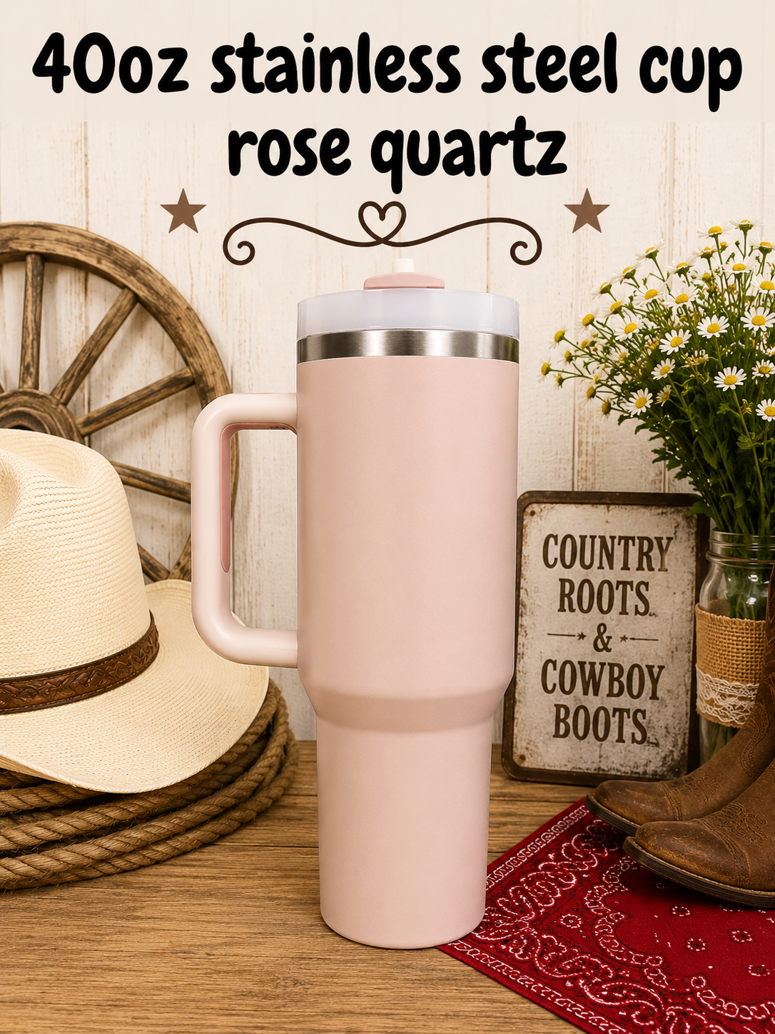 40oz stainless steel rose quartz