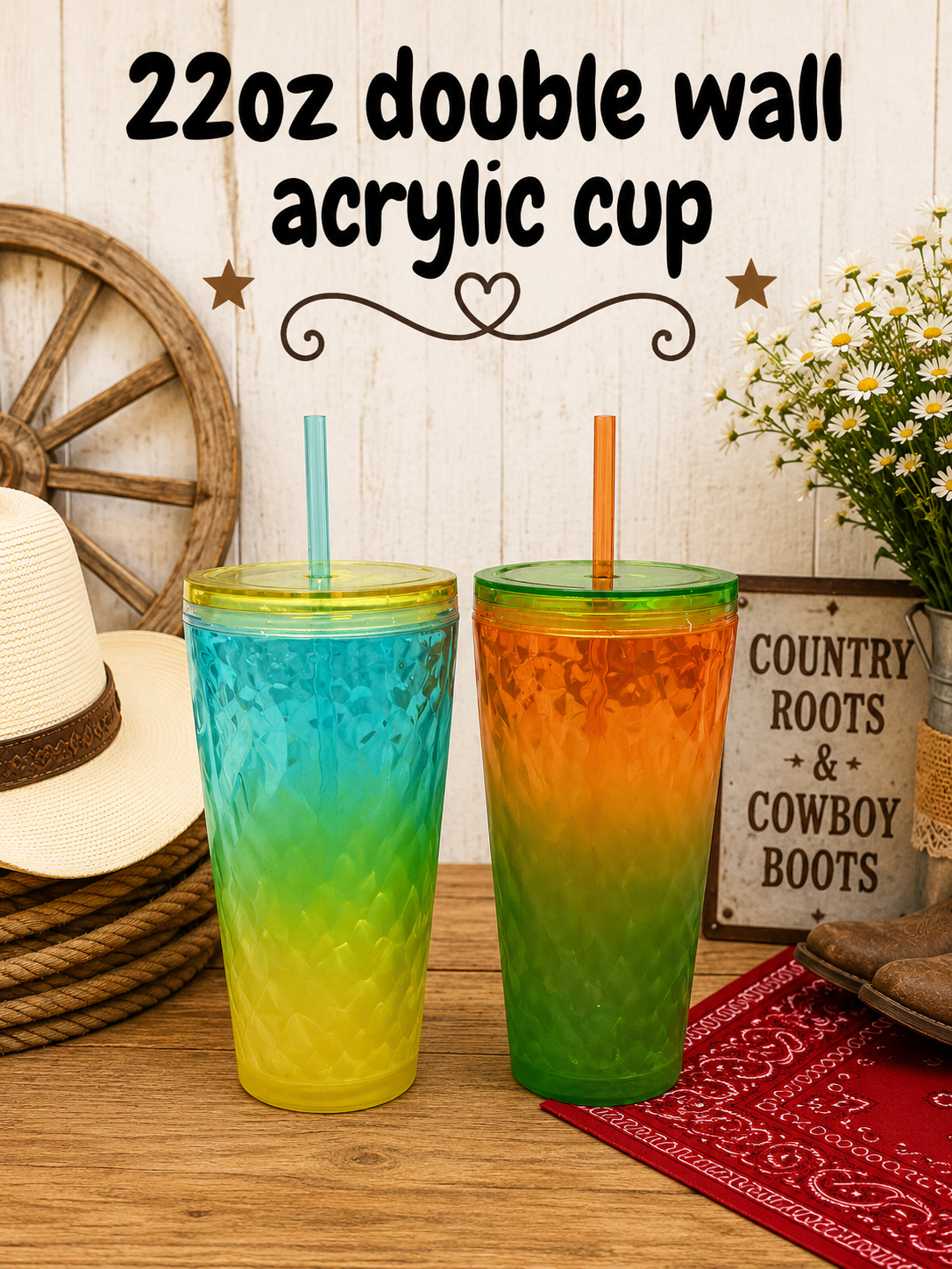 22oz double wall acrylic cups