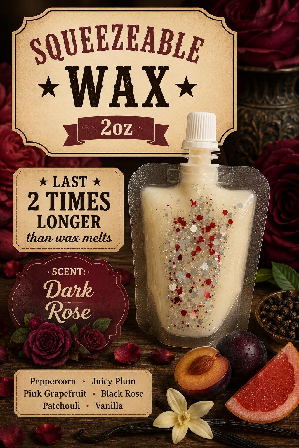 Dark rose squeezable wax