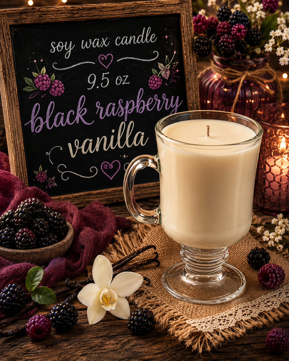 Black raspberry vanilla 9.5oz candle