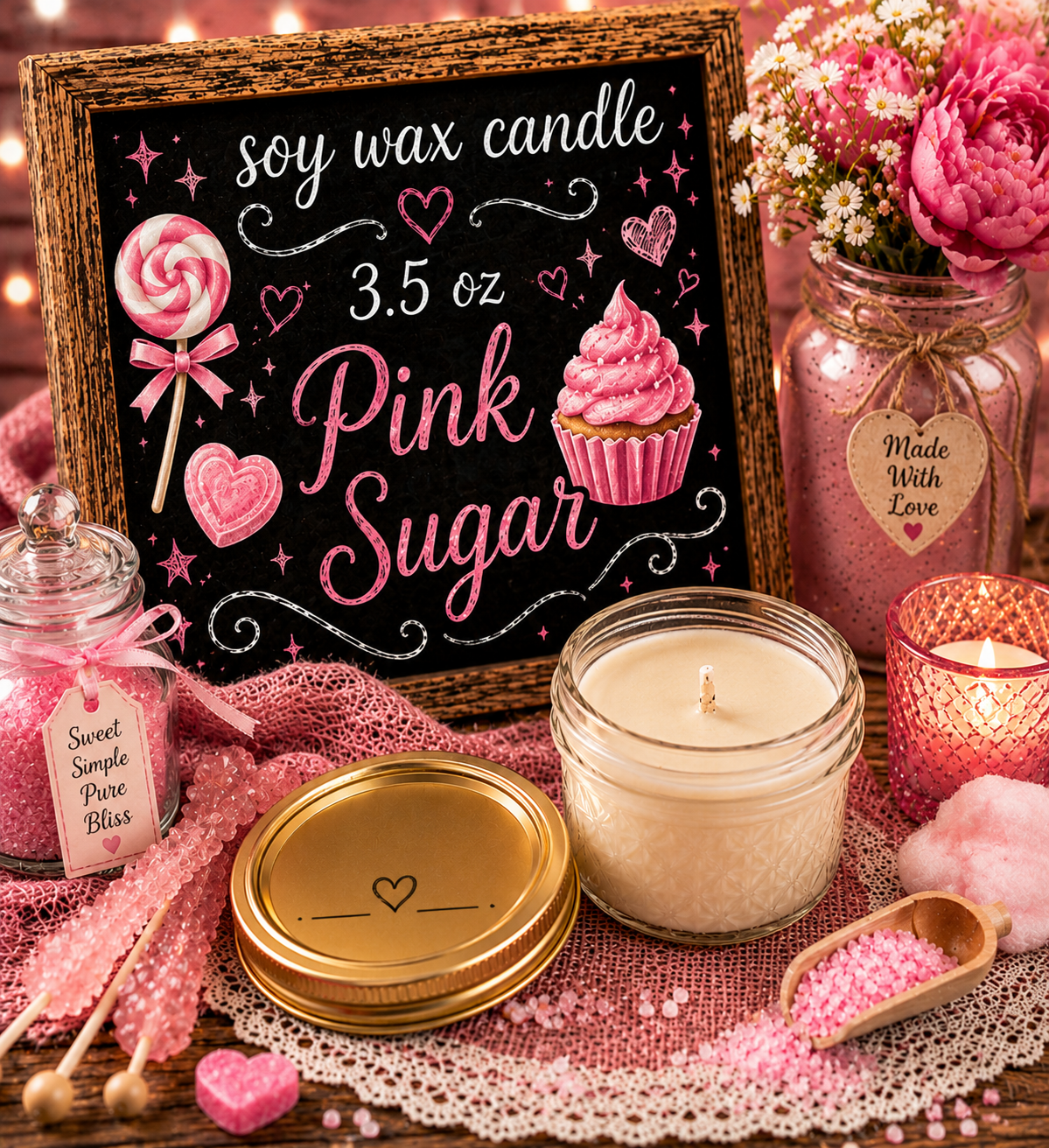 Pink sugar 3.5oz candle