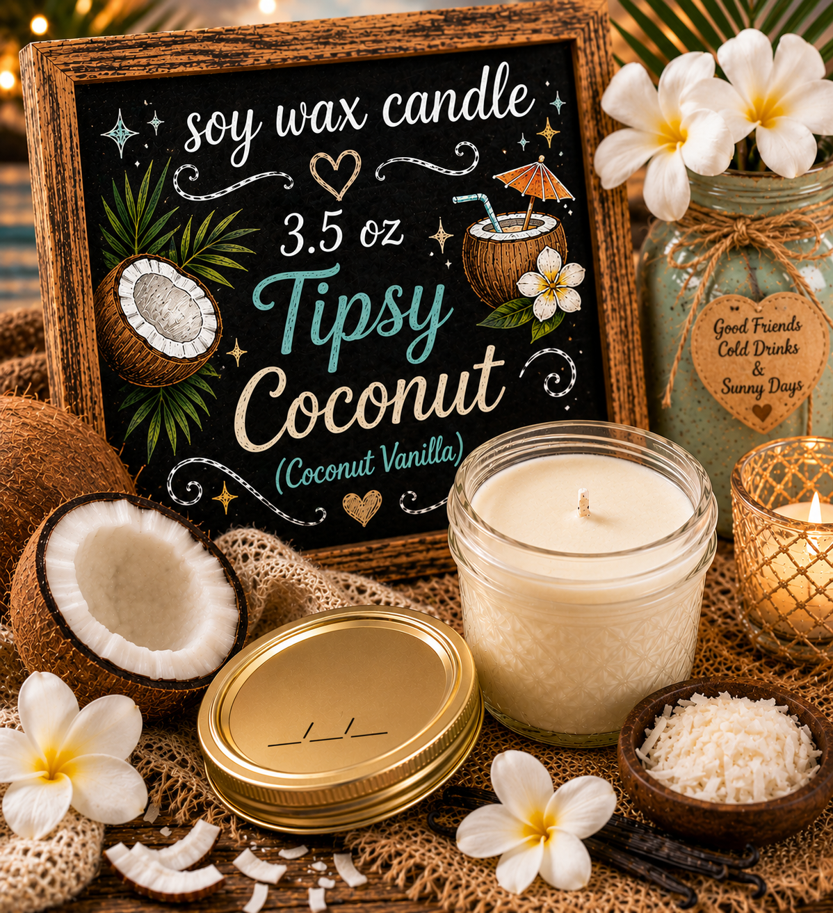 Tipsy coconut 3.5oz candle