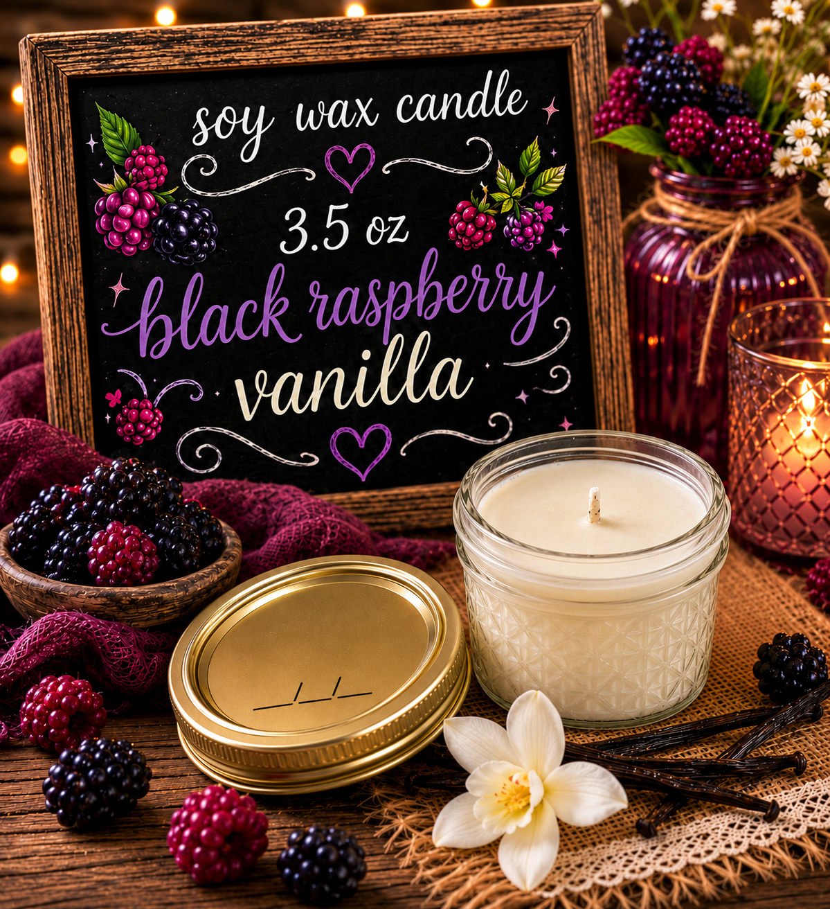 Black raspberry vanilla 3.5oz candle