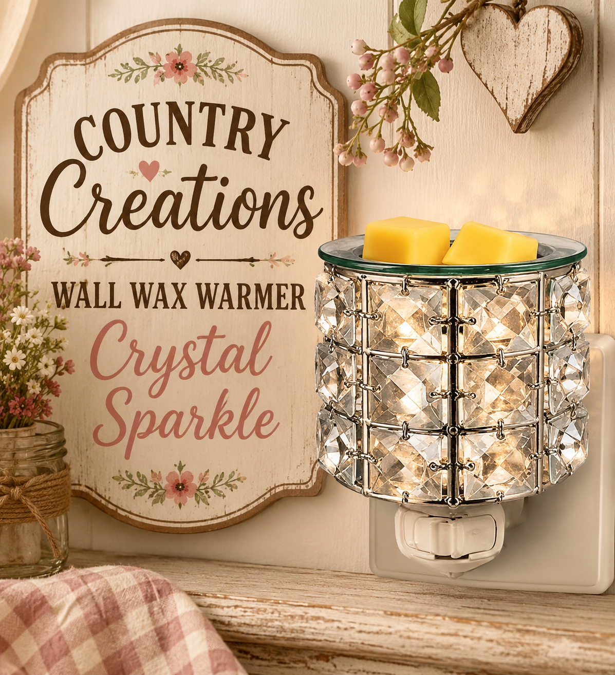 Crystal sparkle wall wax warmer