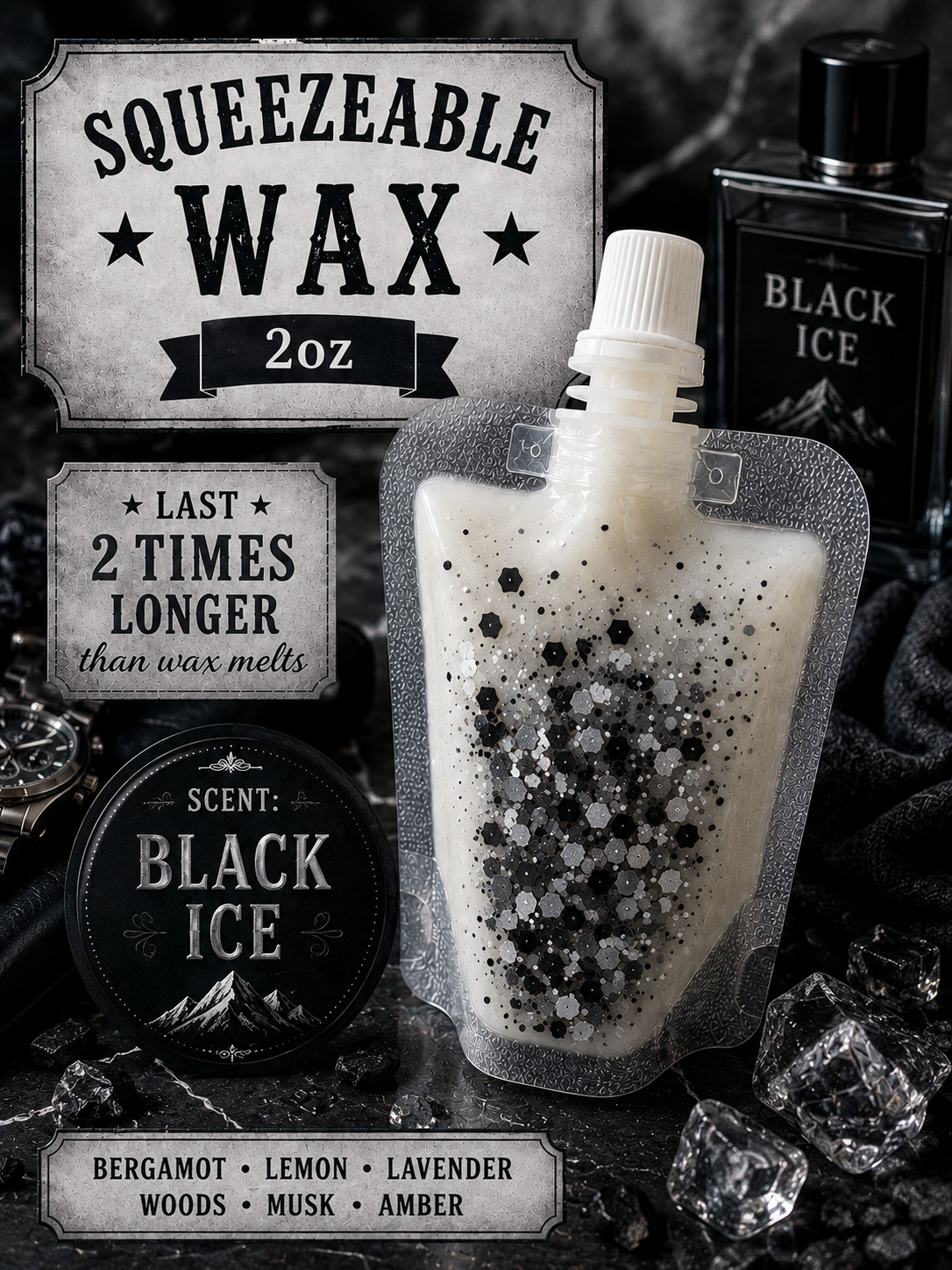 Black ice squeezeable wax