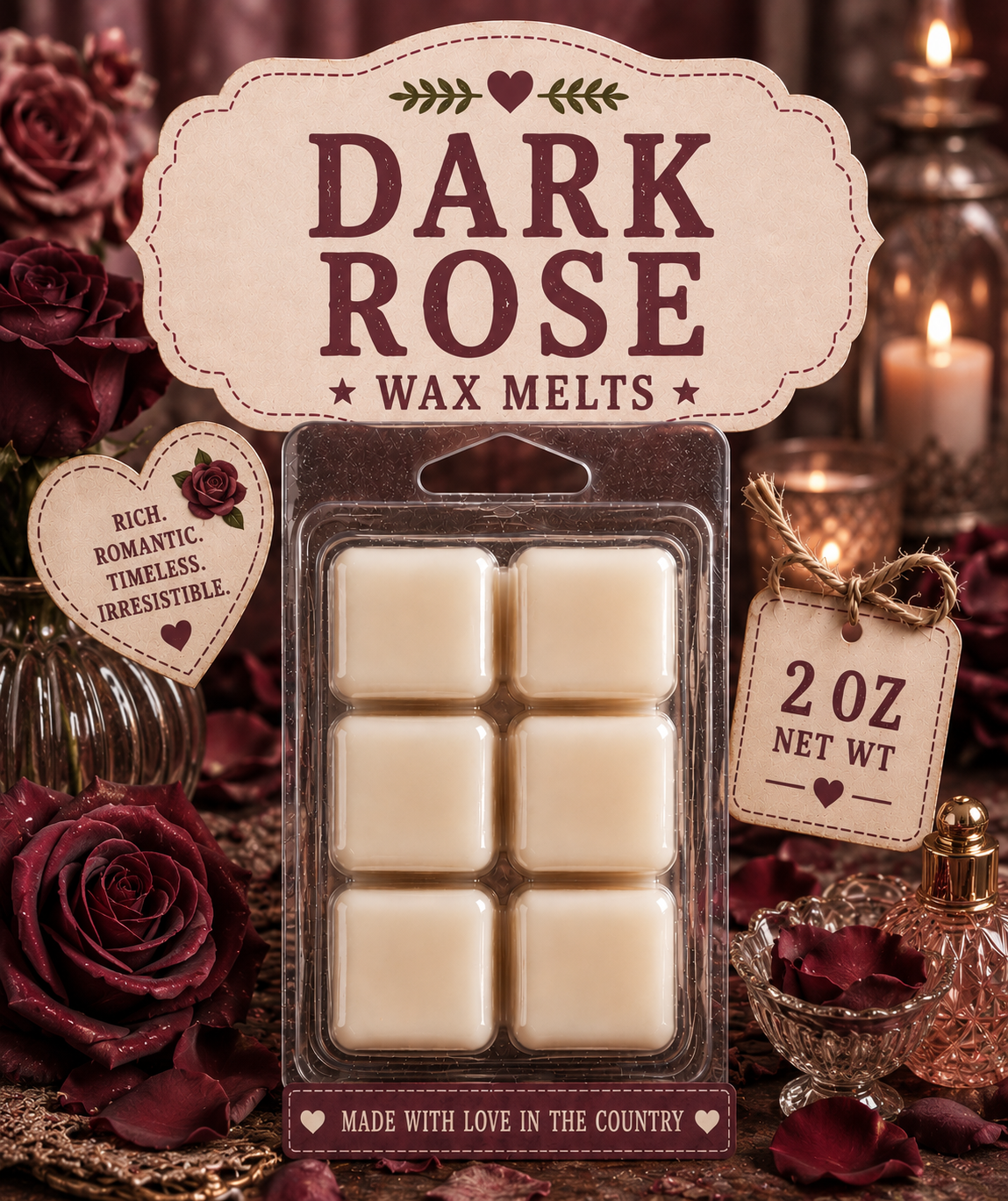 Dark rose wax melt