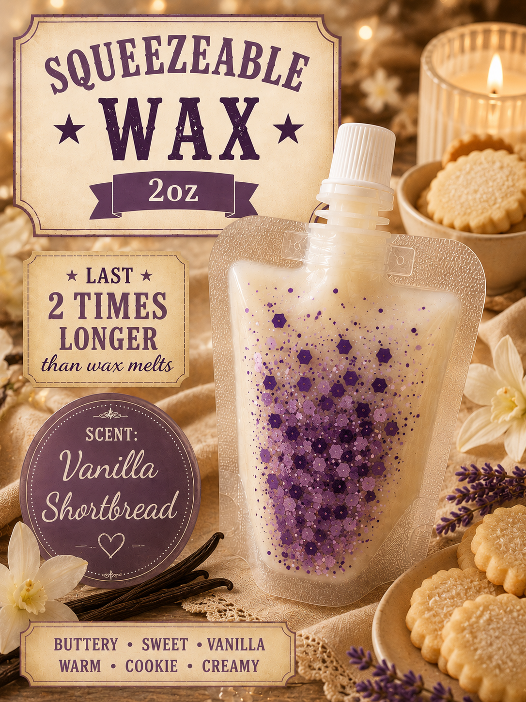 Vanilla shortbread squeezeable wax
