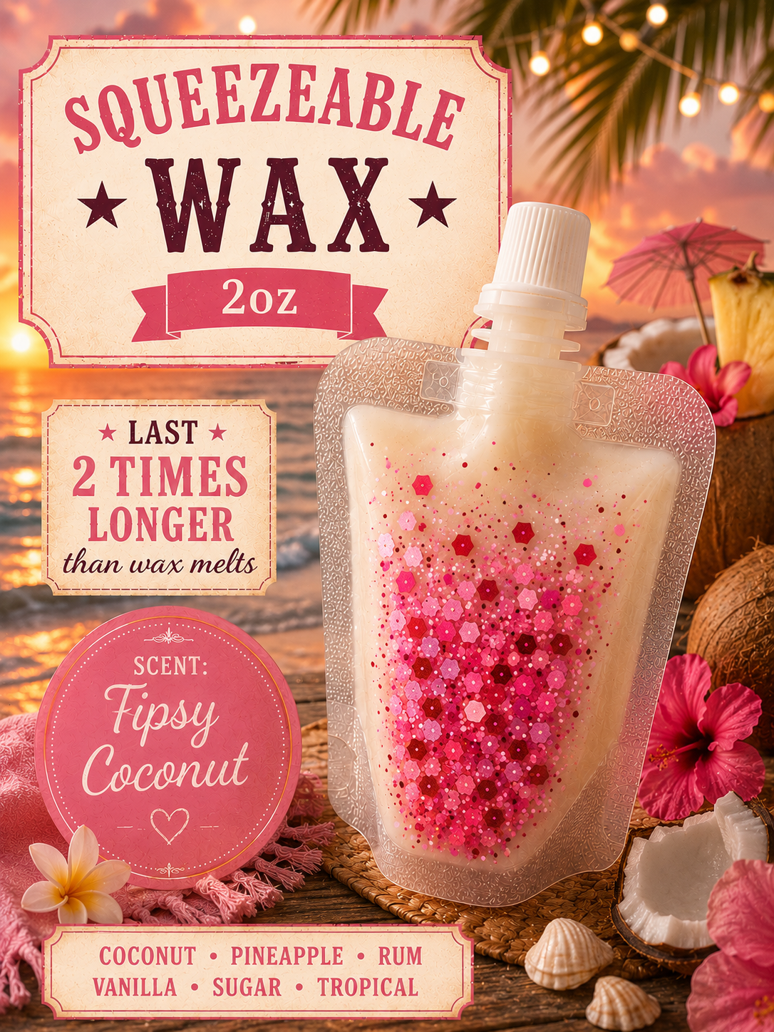Tipsy coconut squeezeable wax