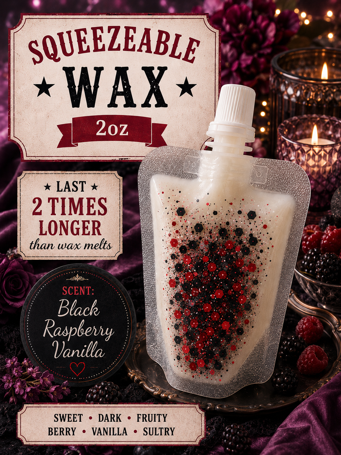 Black raspberry vanilla squeezeable wax