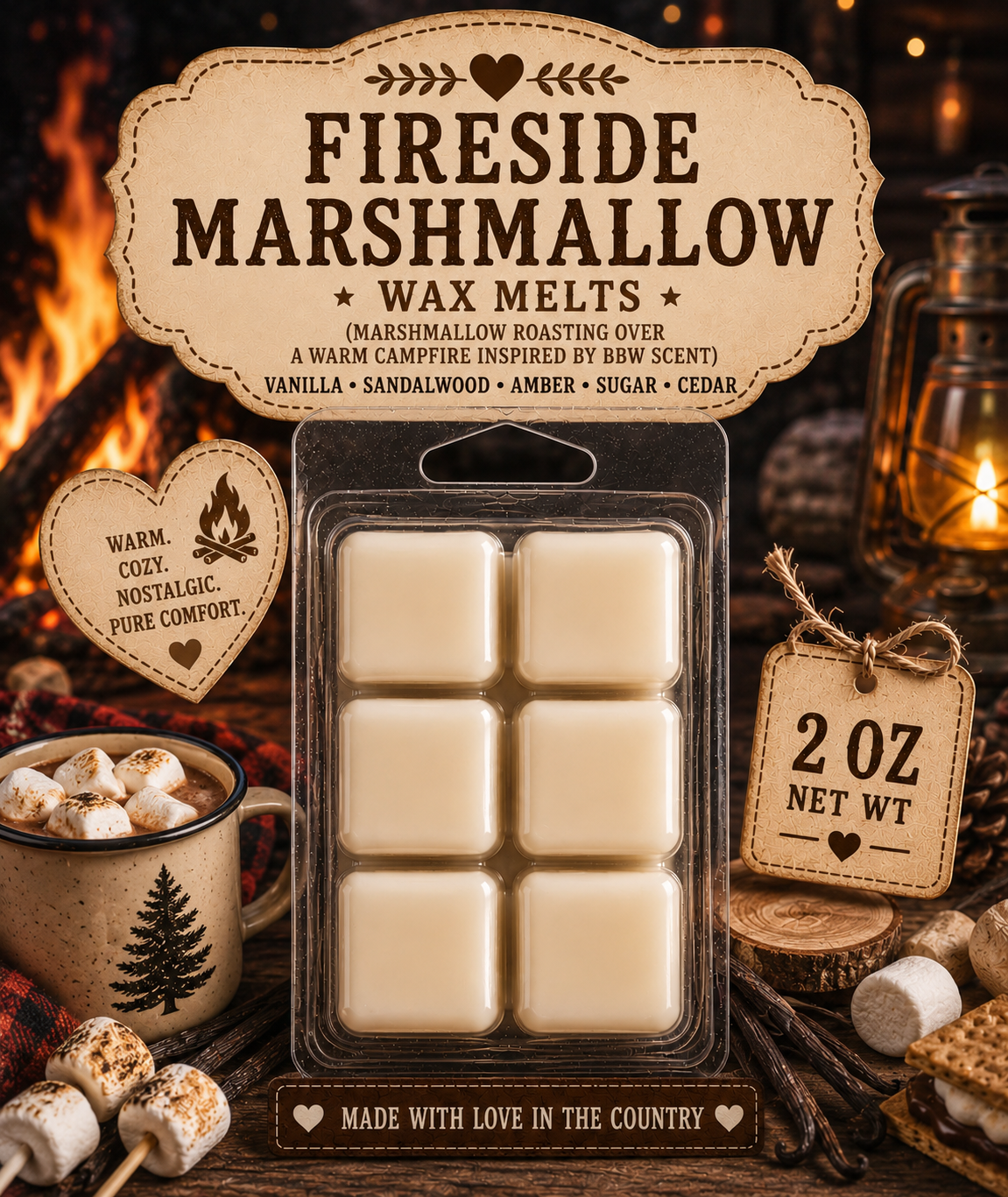 Fireside marshmallow wax melt