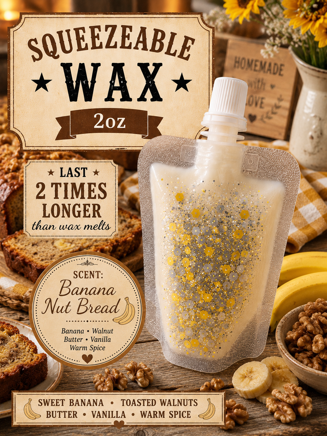 Banana nut bread squeezable wax