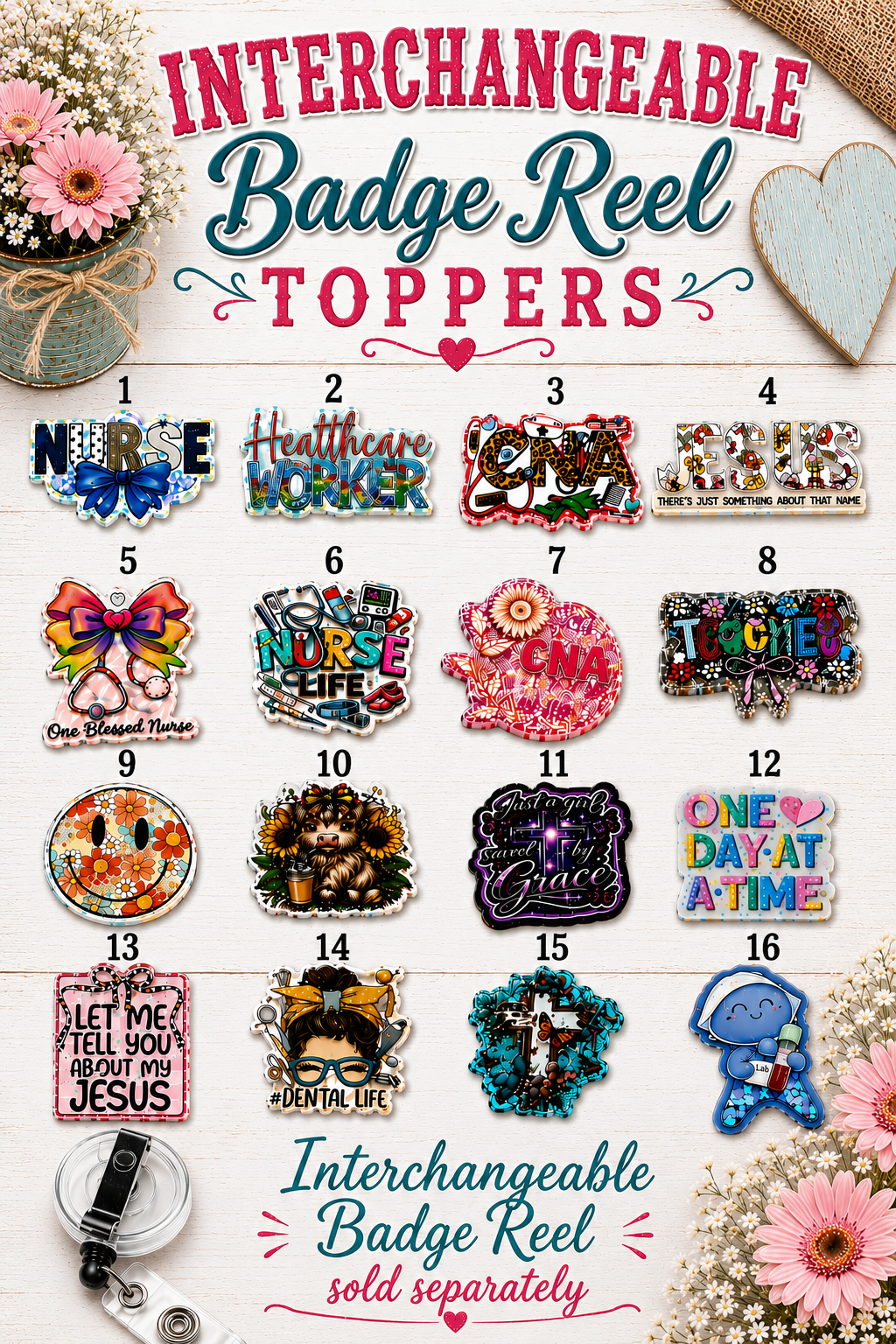 ￼interchangeable badge reel topper