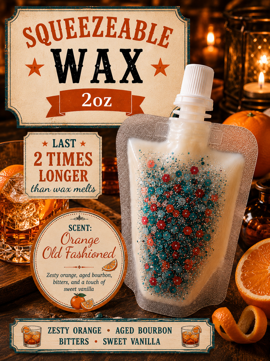 Orange old fashioned 2oz squeezeable wax