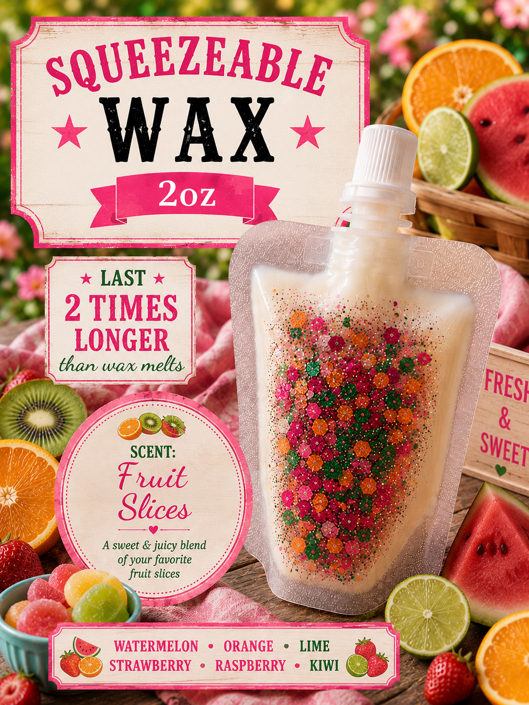 Fruit slices 2oz squeezeable wax